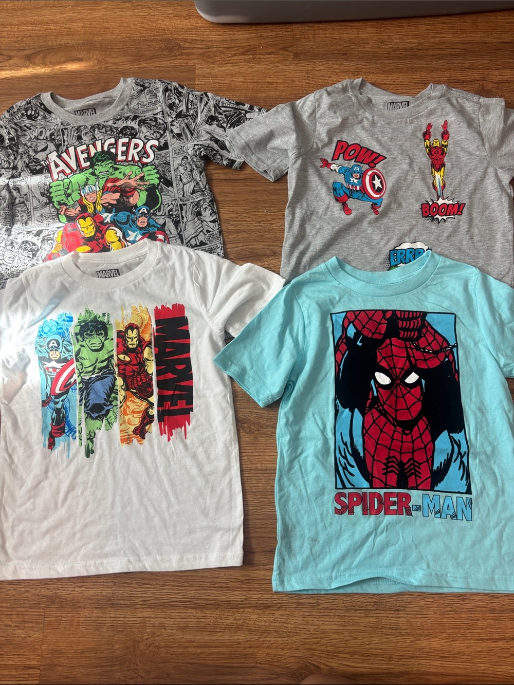 Marvel Kids Shirts Bundle - Gray, White, Light Blue, Black